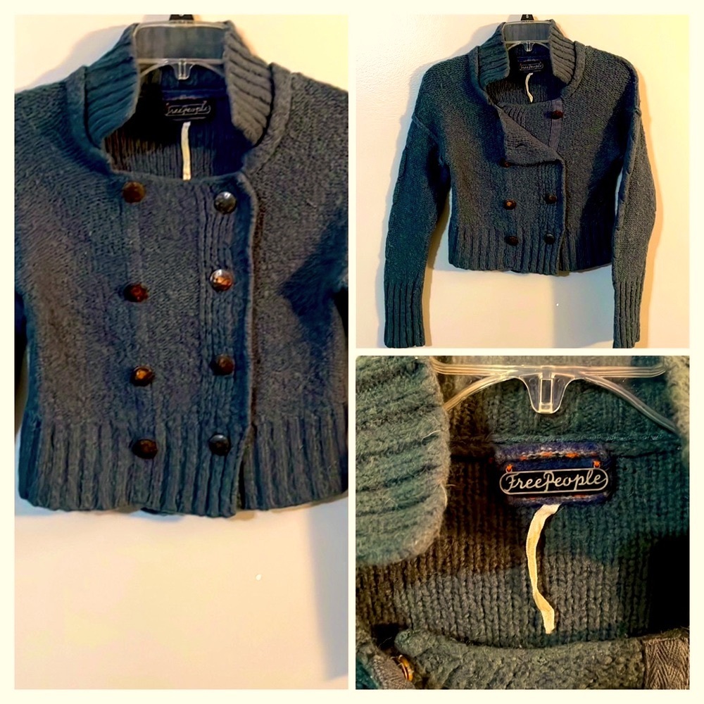 Vintage Free People Cropped Blue Sweater